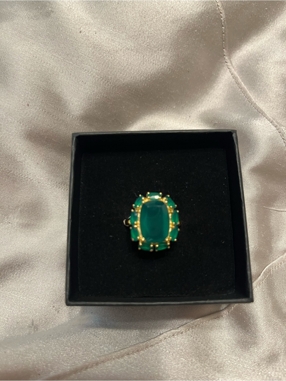 Emerald Green Gold-Tone Statement Ring
